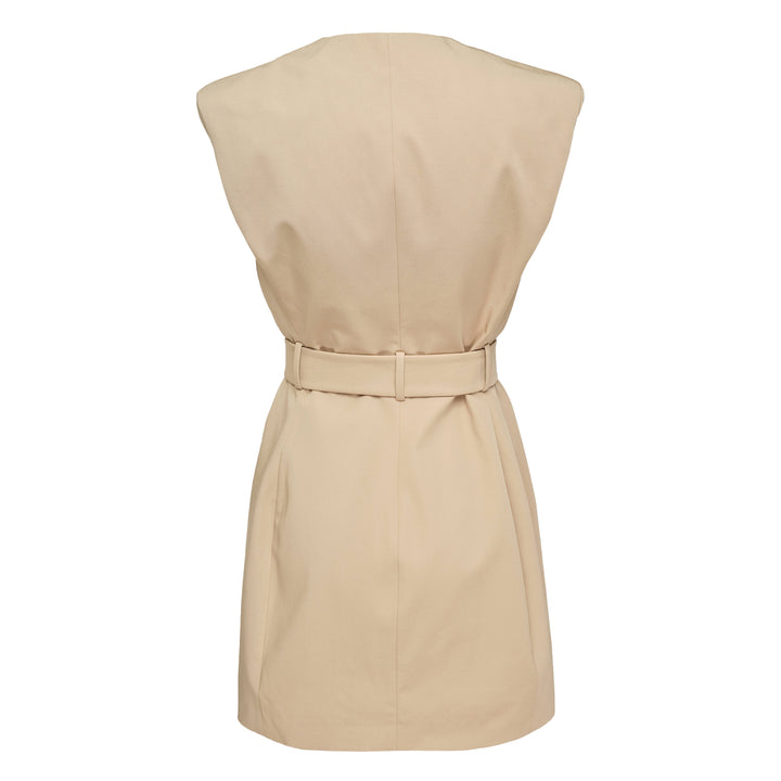 Belted Gabardine Short Dress