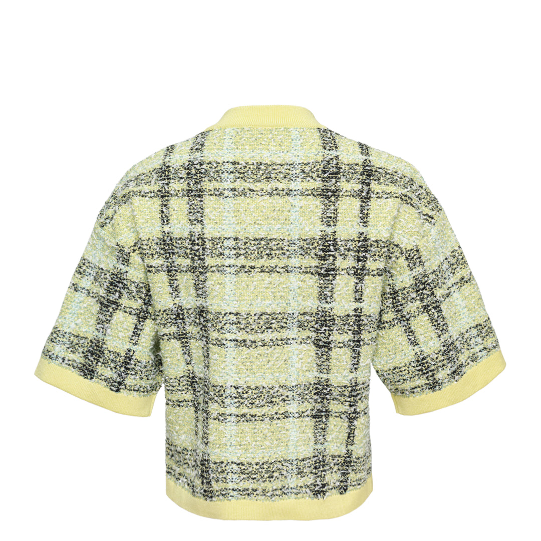 Buttoned Shiny Light Tweed Top