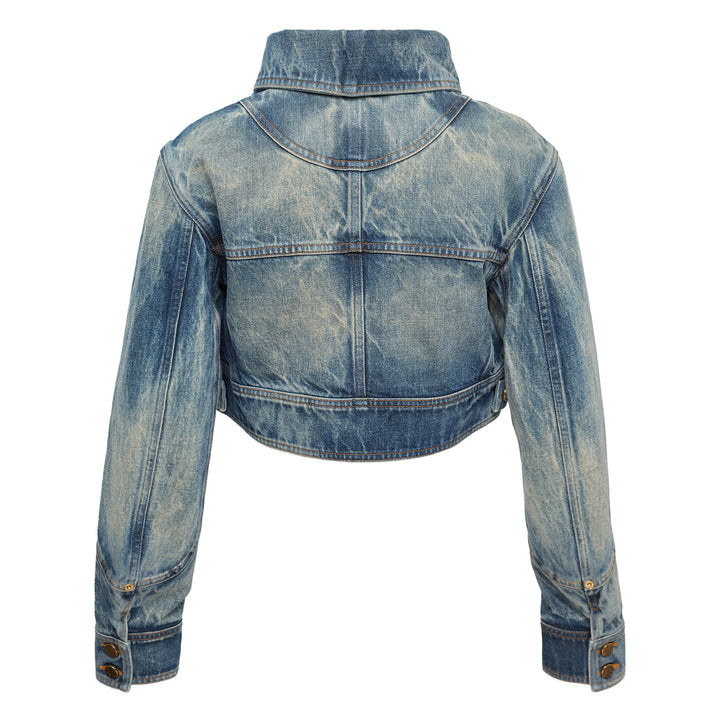 High Collar Blue Denim Jacket