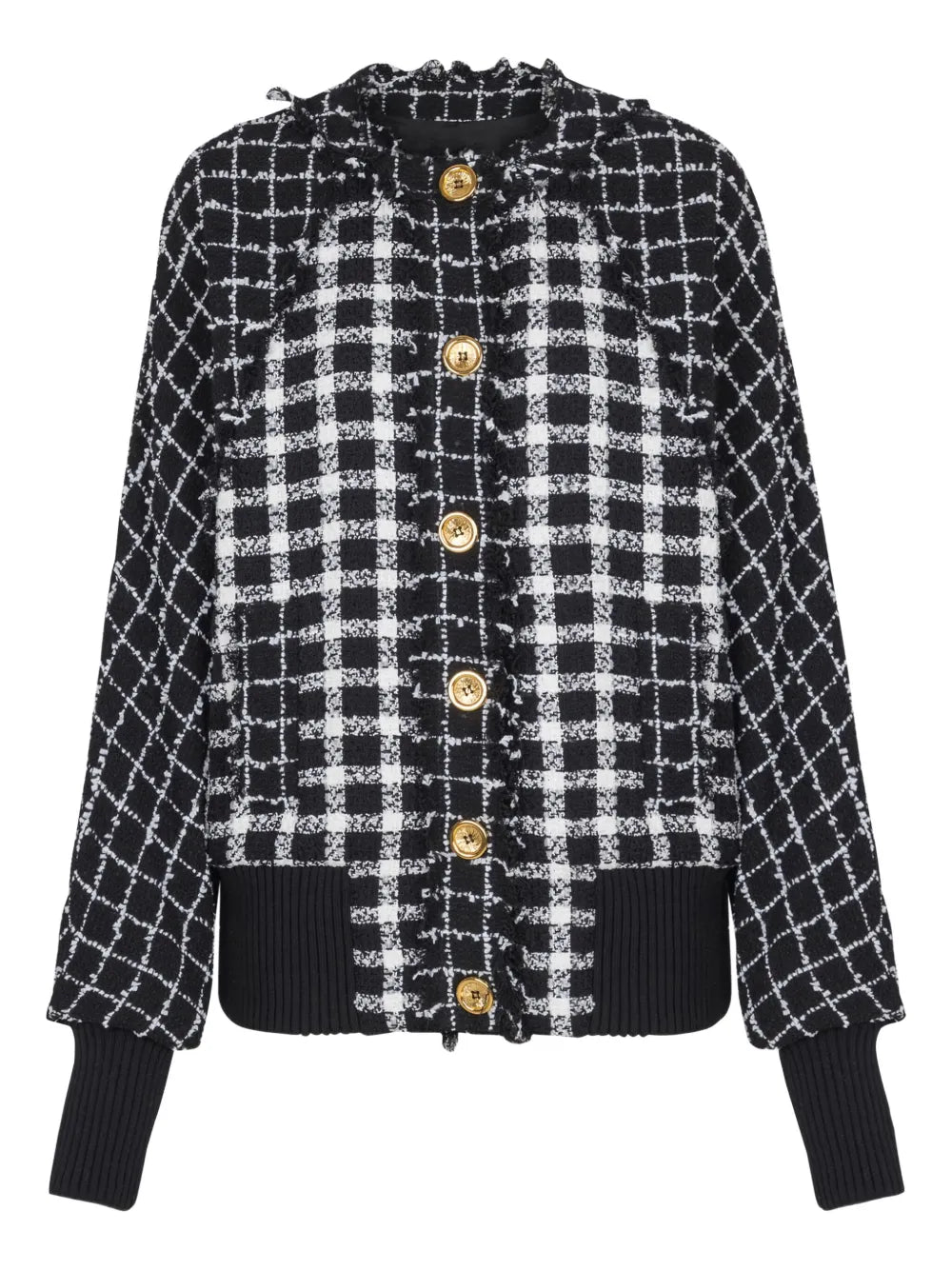 Buttoned Mix Tweed Bomber