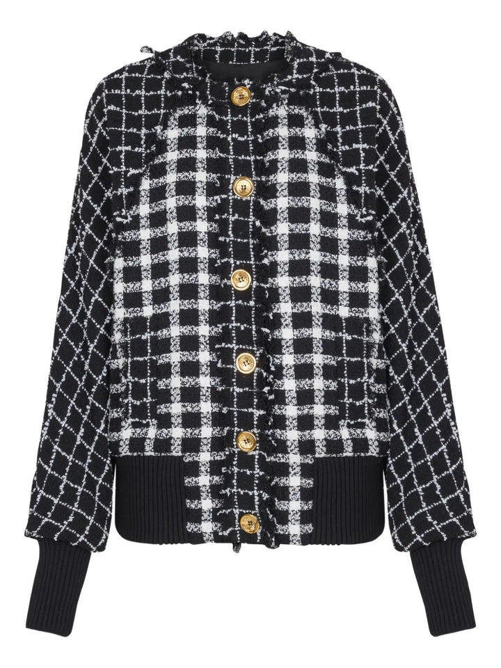 Buttoned Mix Tweed Bomber