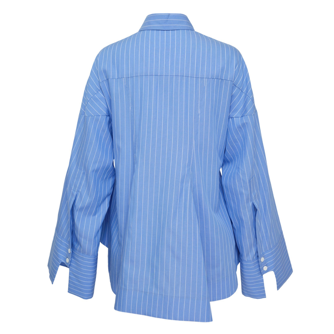 Stripe Curved Hem Overshirt