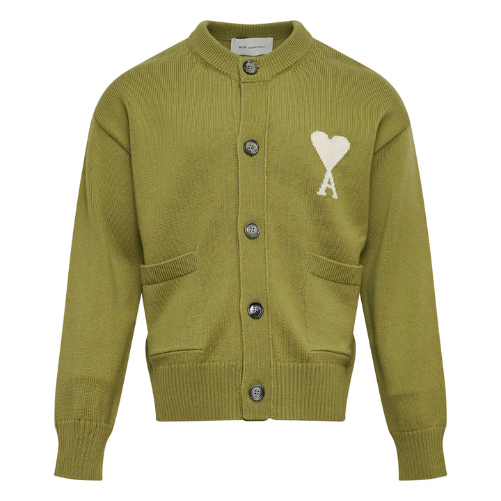 AMI Contrasted Ami De Coeur Crewneck Cardigan – Available at Club 21, Official Retailer in Singapore, Malaysia & Thailand with Global Shipping Online