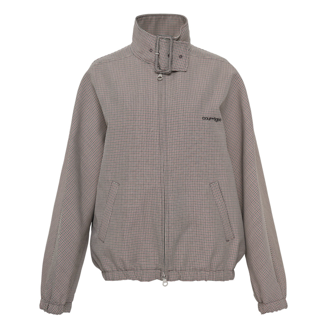Buckle Houndstooth Bomber Jacket