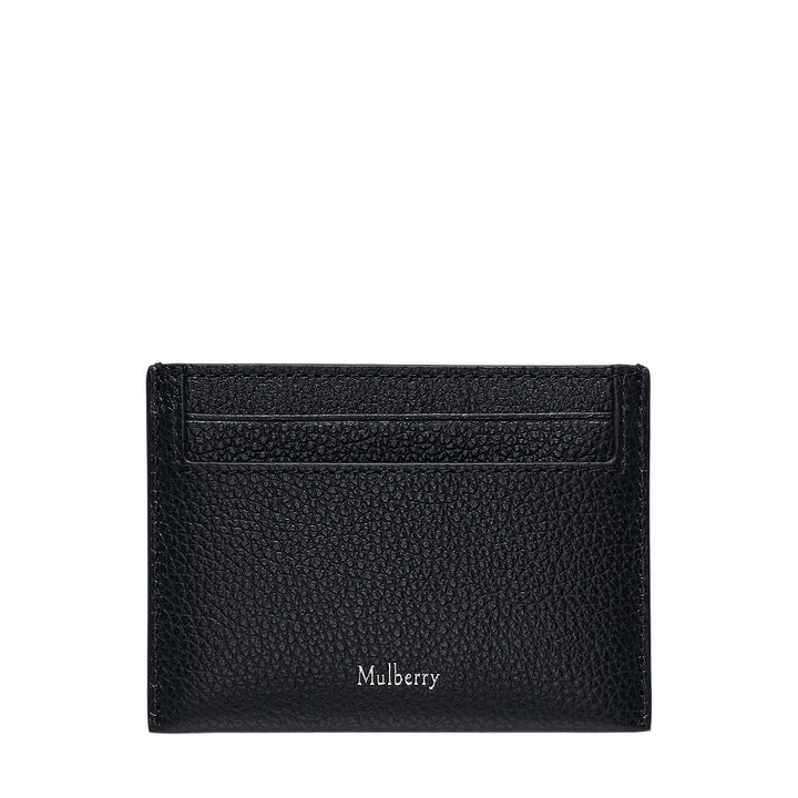 Credit Card Slip Black & Silver Small Classic Grain