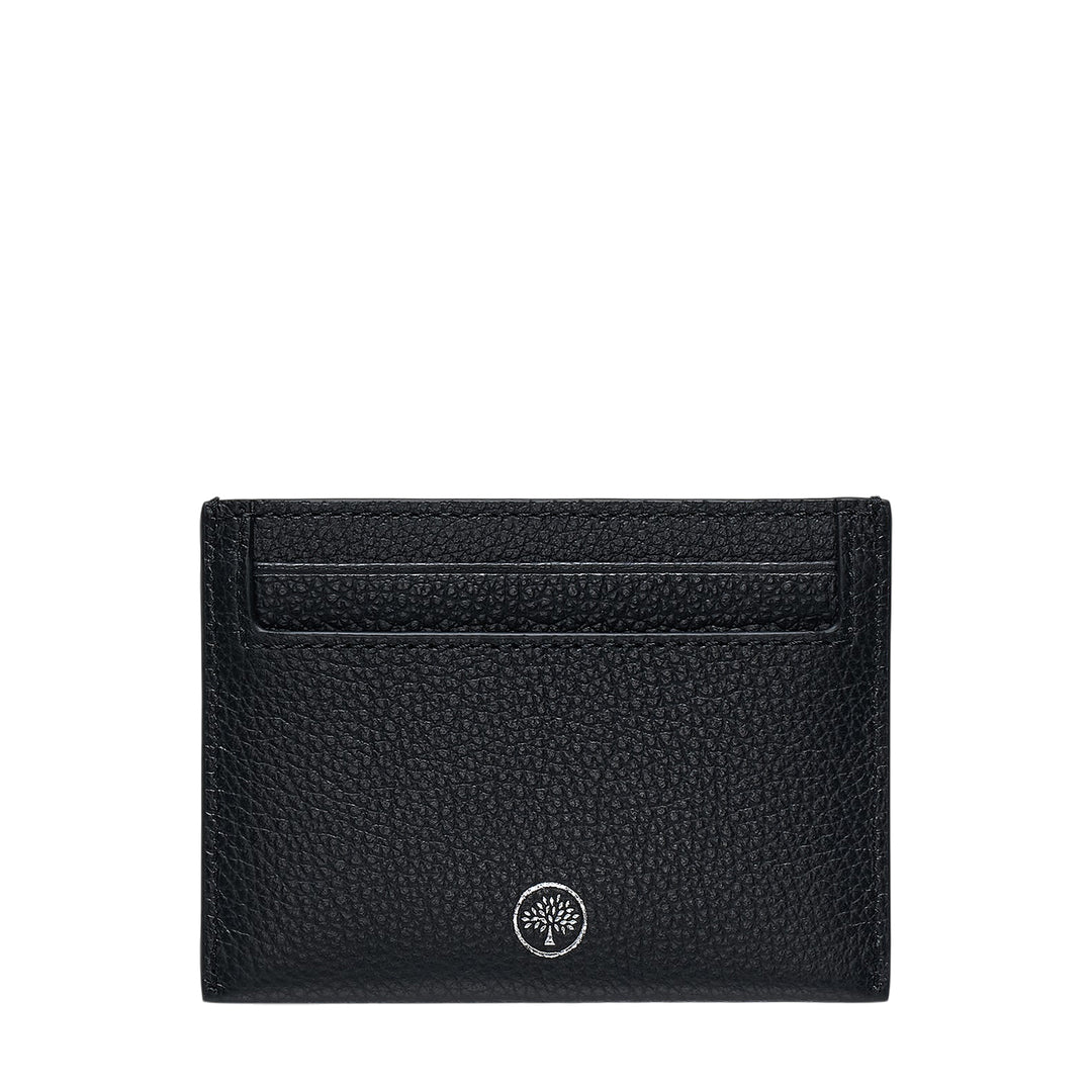 Credit Card Slip Black & Silver Small Classic Grain