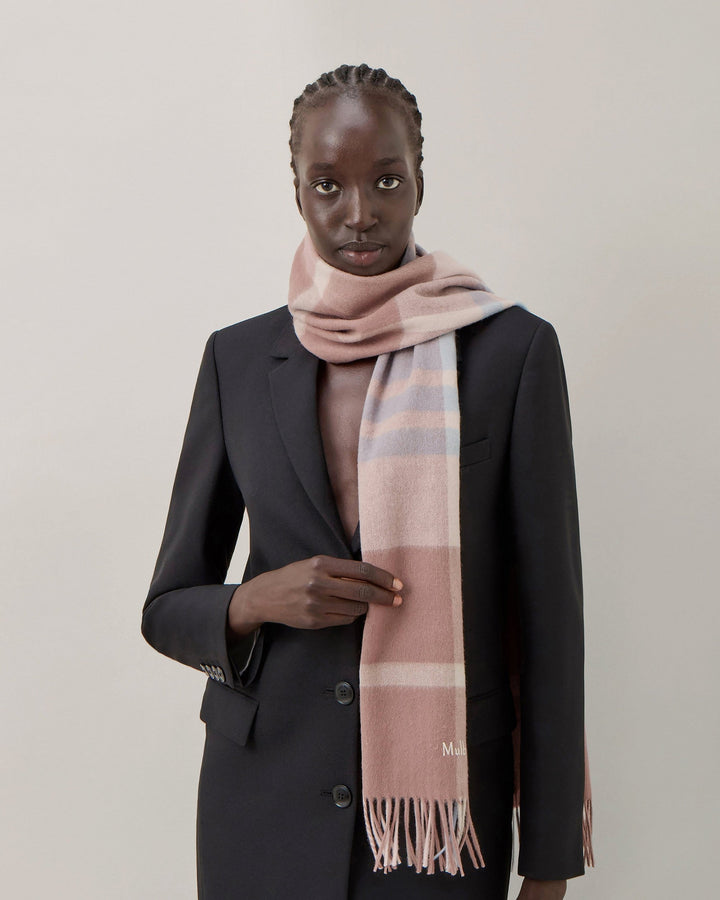 Small Check Merino Wool Scarf