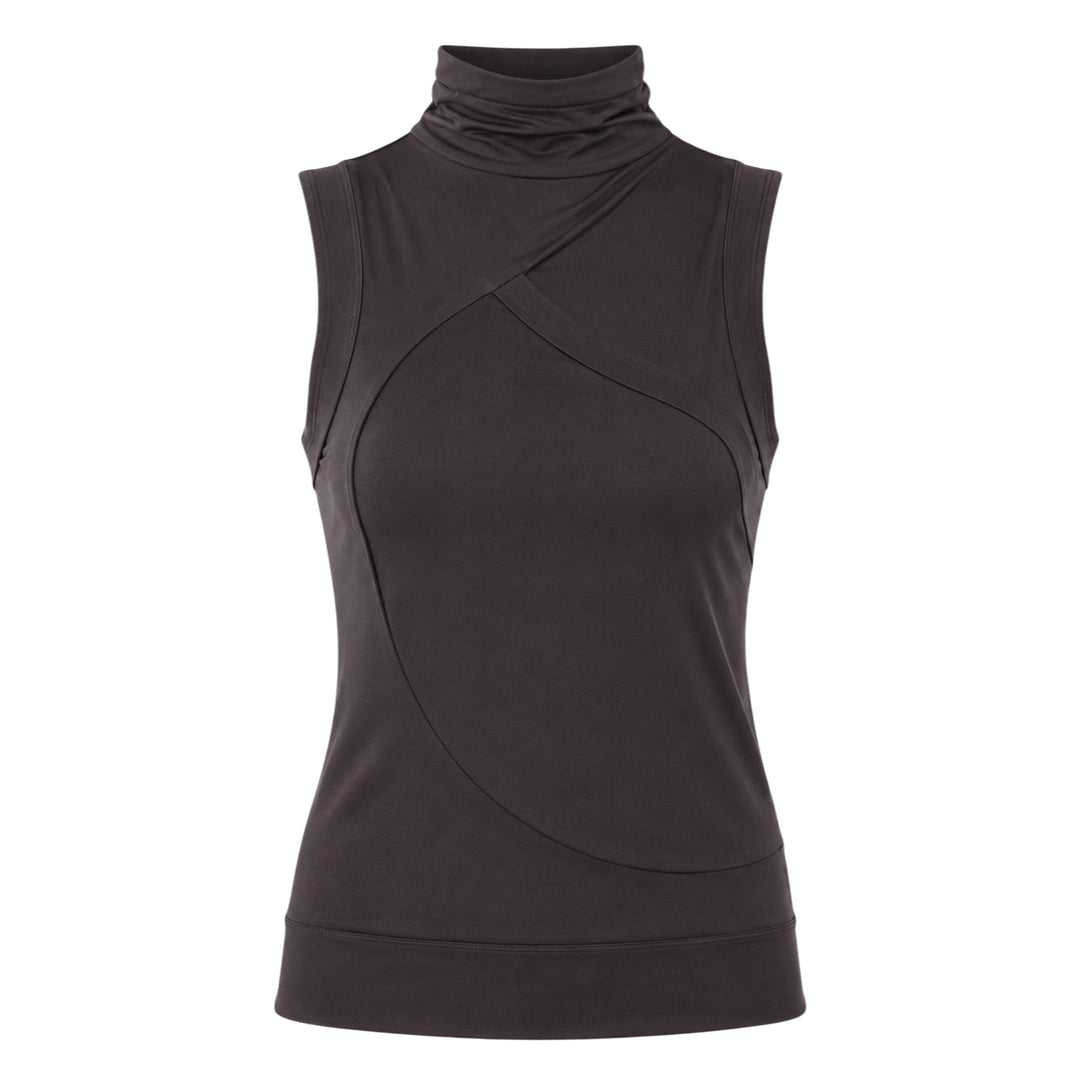 Crossover Turtleneck Sleeveless Top
