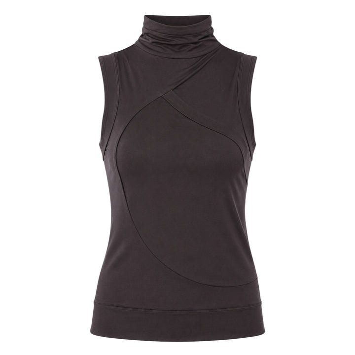 Crossover Turtleneck Sleeveless Top