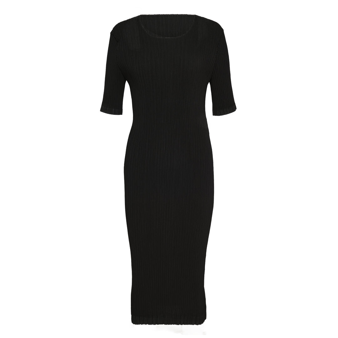 Hatching Pleated Dress