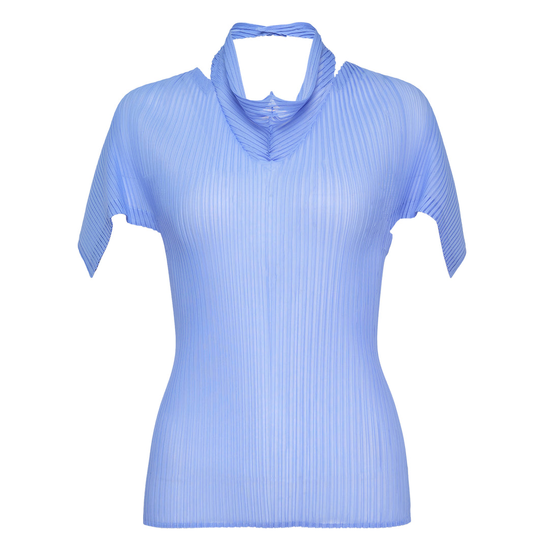 Sheer Scarf Pleated Top