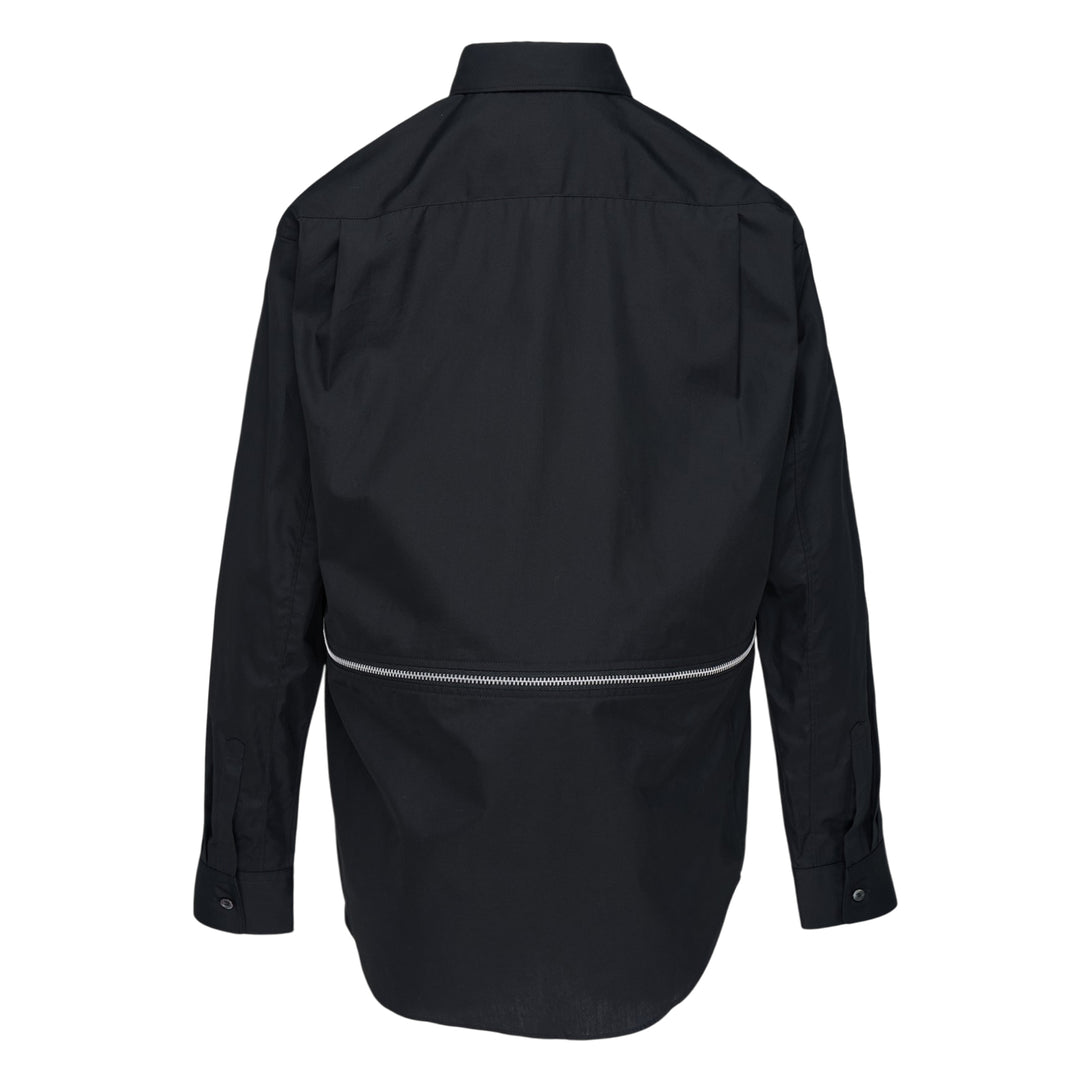 Black Oversized Cotton Zip Detail Shirt