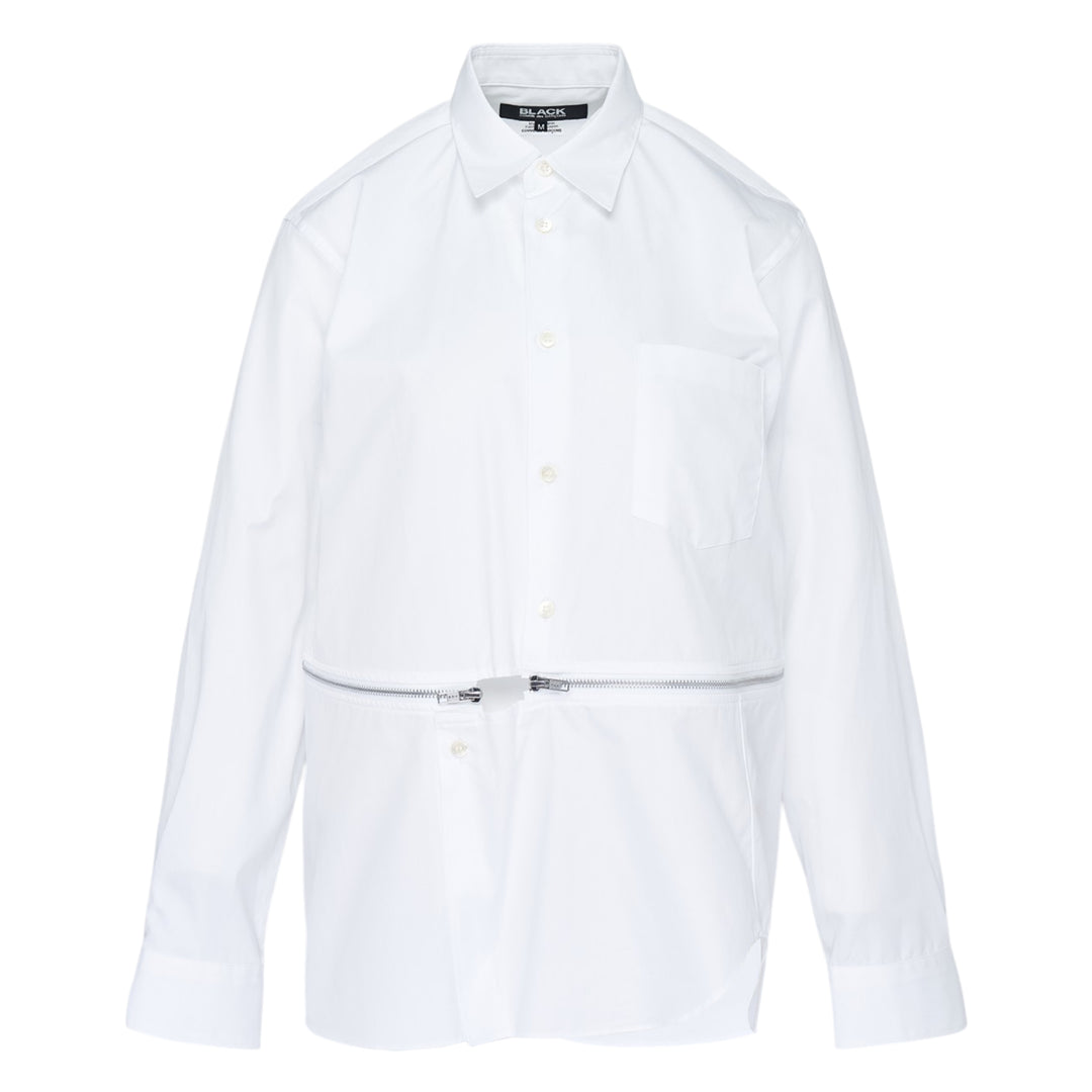 Black Oversized Cotton Zip Detail Shirt