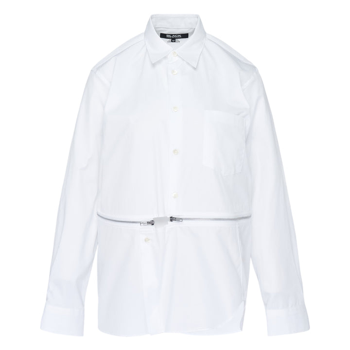 Black Oversized Cotton Zip Detail Shirt