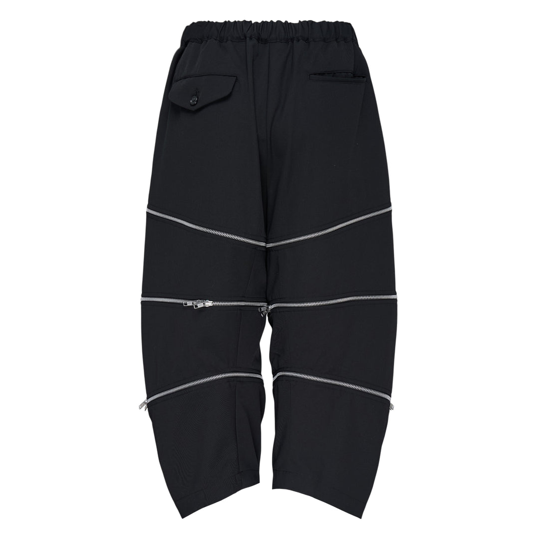Wool Polyester Blend Zip Detail Pants