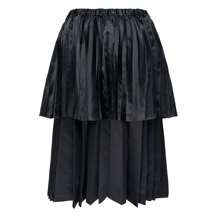 Satin Pleated Two-Tier Skirt