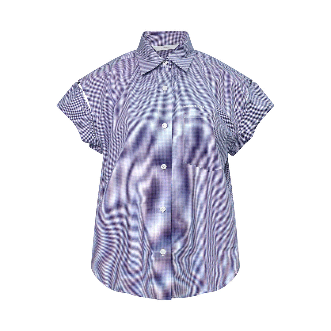 Navy Check Wire-Sleeve Shirt