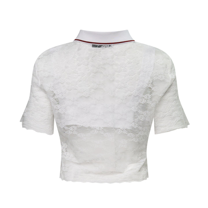 White Lace Cropped Shirt