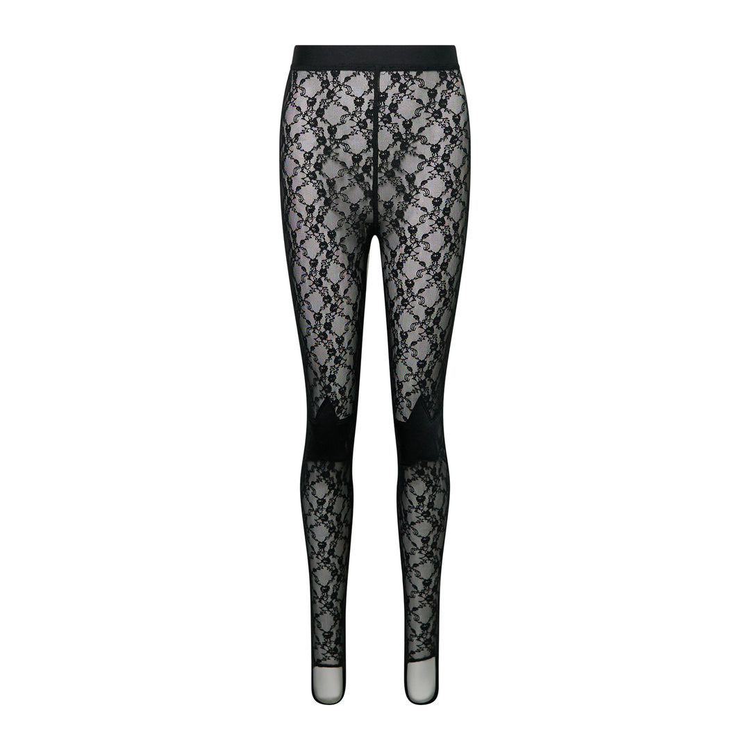 Black Lace Star Patch Leggings