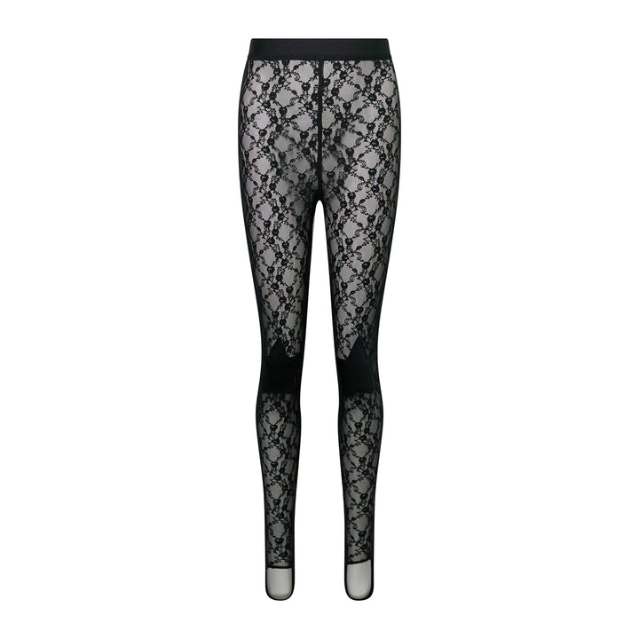 Black Lace Star Patch Leggings