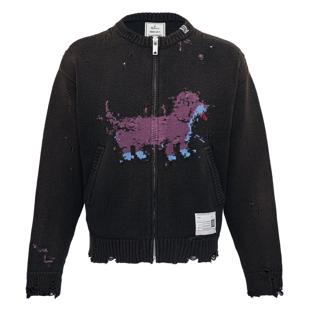 Dog Jacquard Knit Cardigan