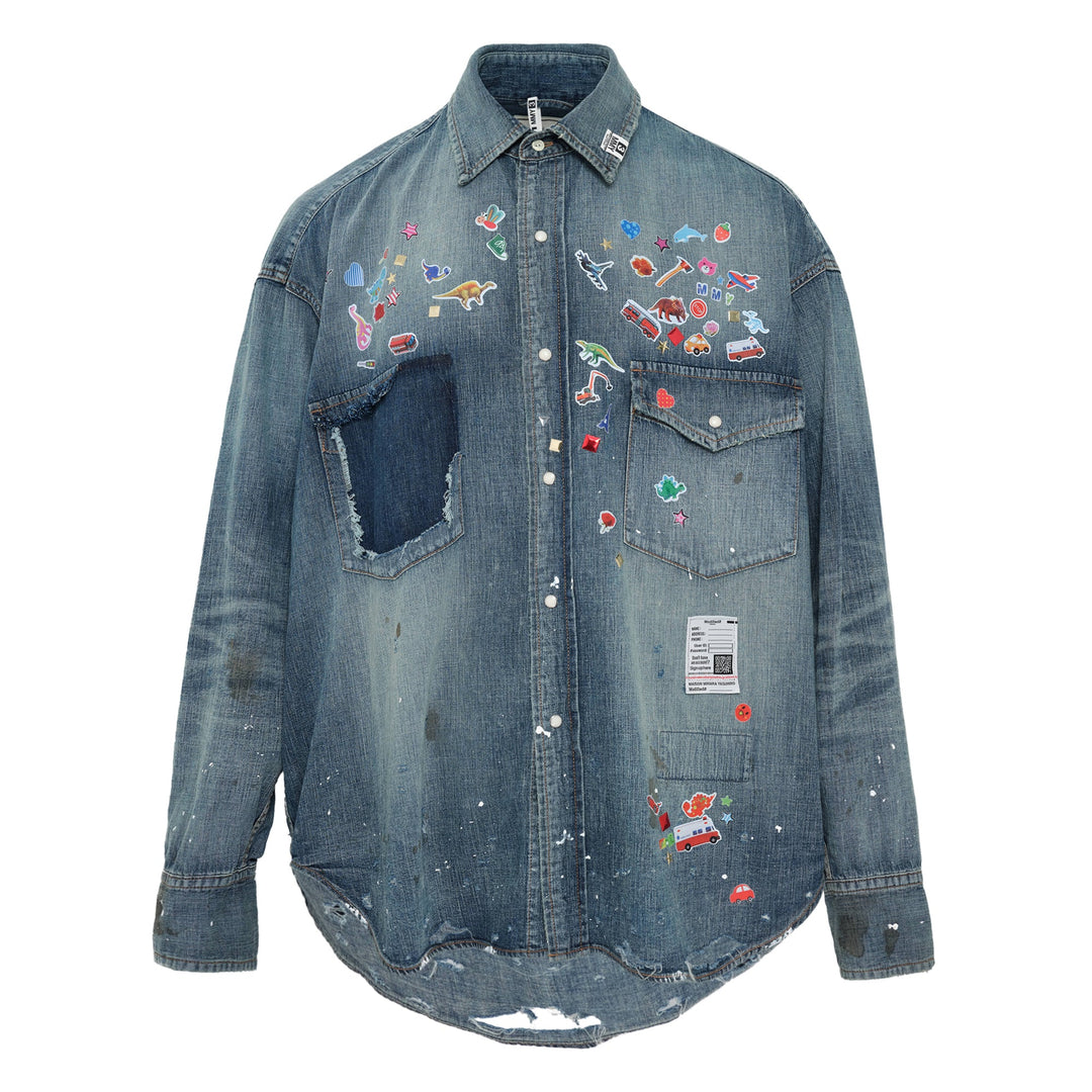 Denim Shirt With Stickers