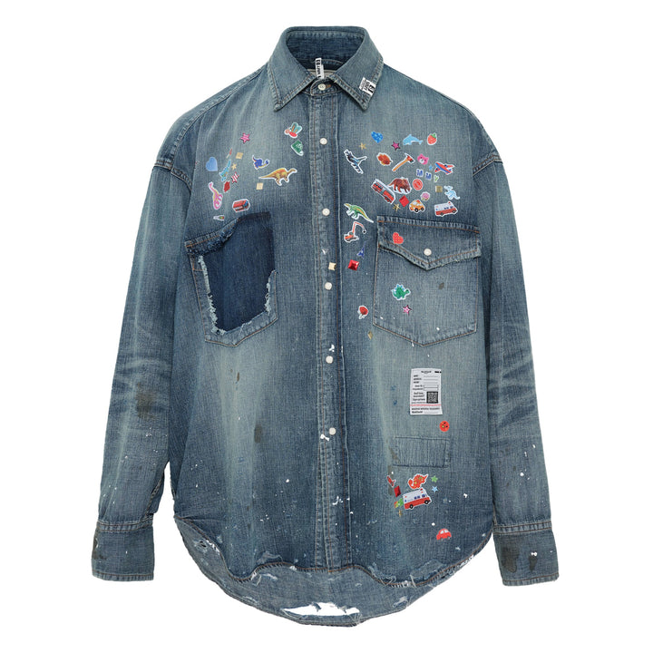 Denim Shirt With Stickers
