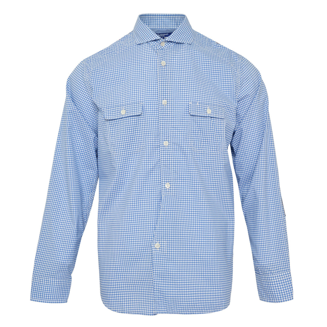 Blue White Checkered Long Sleeve Shirt