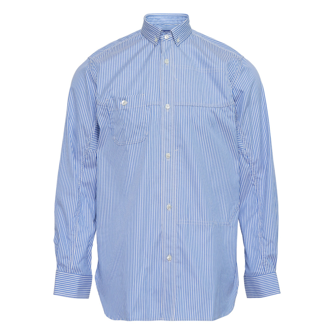 Blue Cotton Strip Button-Up