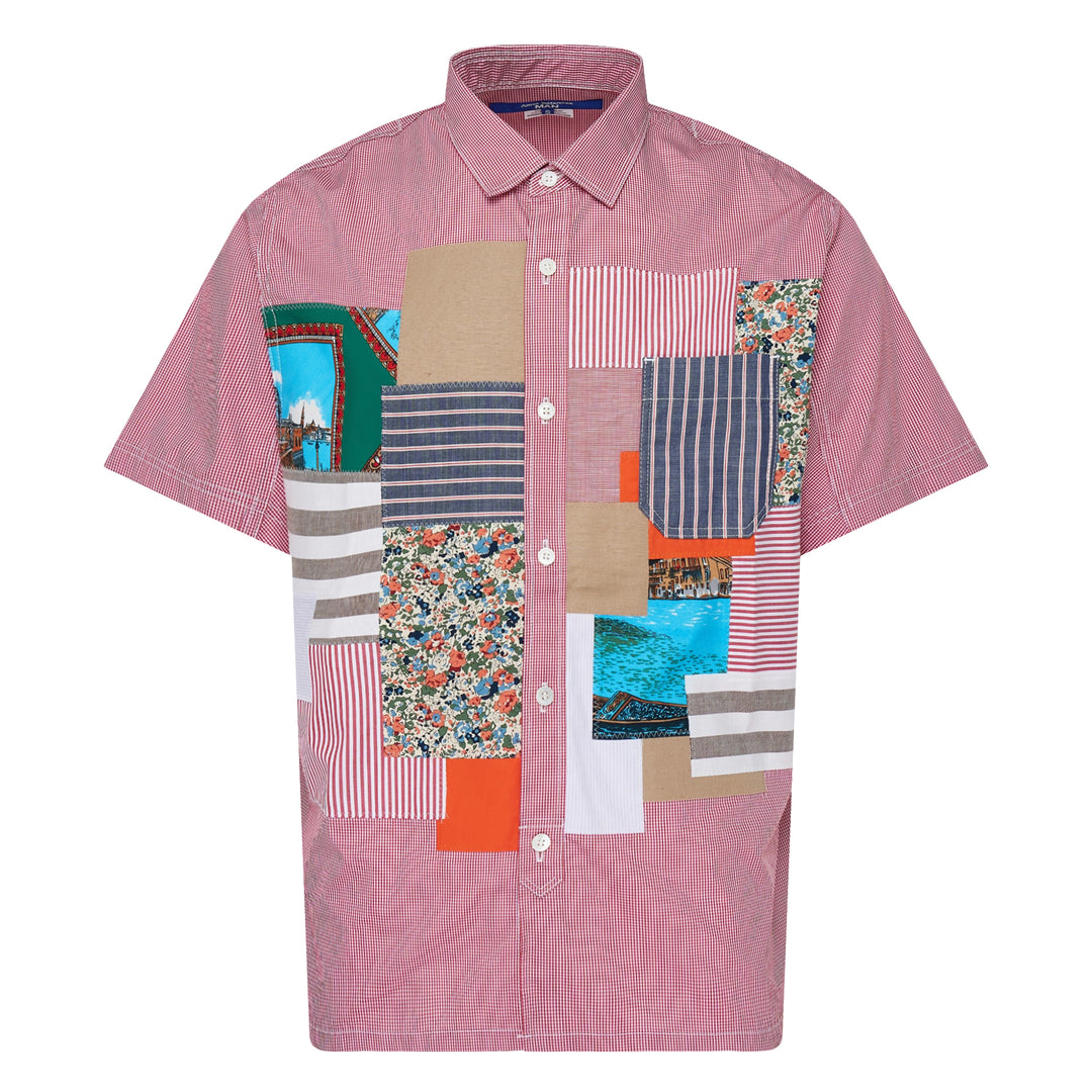 Junya Watanabe Red Patchwork Multi-Fabric Shirt – Available at Club 21, Official Retailer in Singapore, Malaysia & Thailand with Global Shipping Online