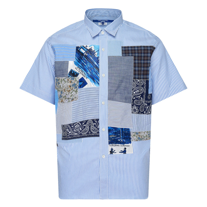 Junya Watanabe Blue Patchwork Multi-Fabric Shirt – Available at Club 21, Official Retailer in Singapore, Malaysia & Thailand with Global Shipping Online
