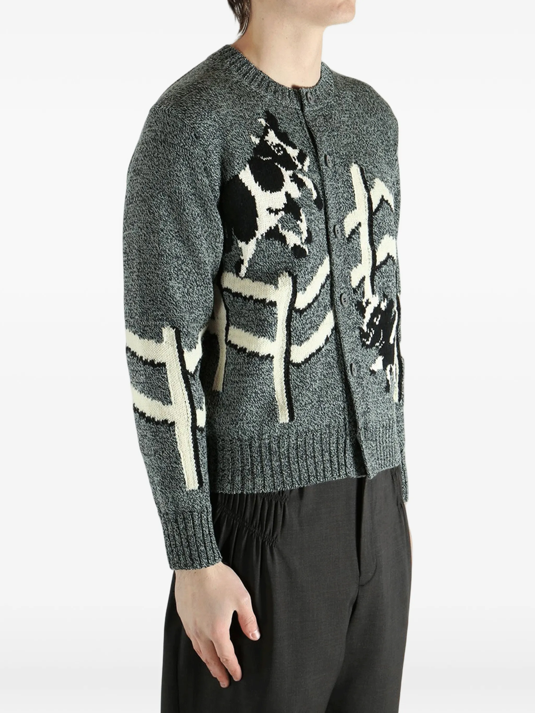 Cow Printed Jersey Intarsia Jumper