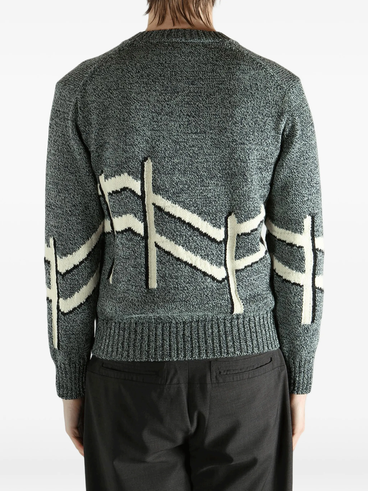 Cow Printed Jersey Intarsia Jumper