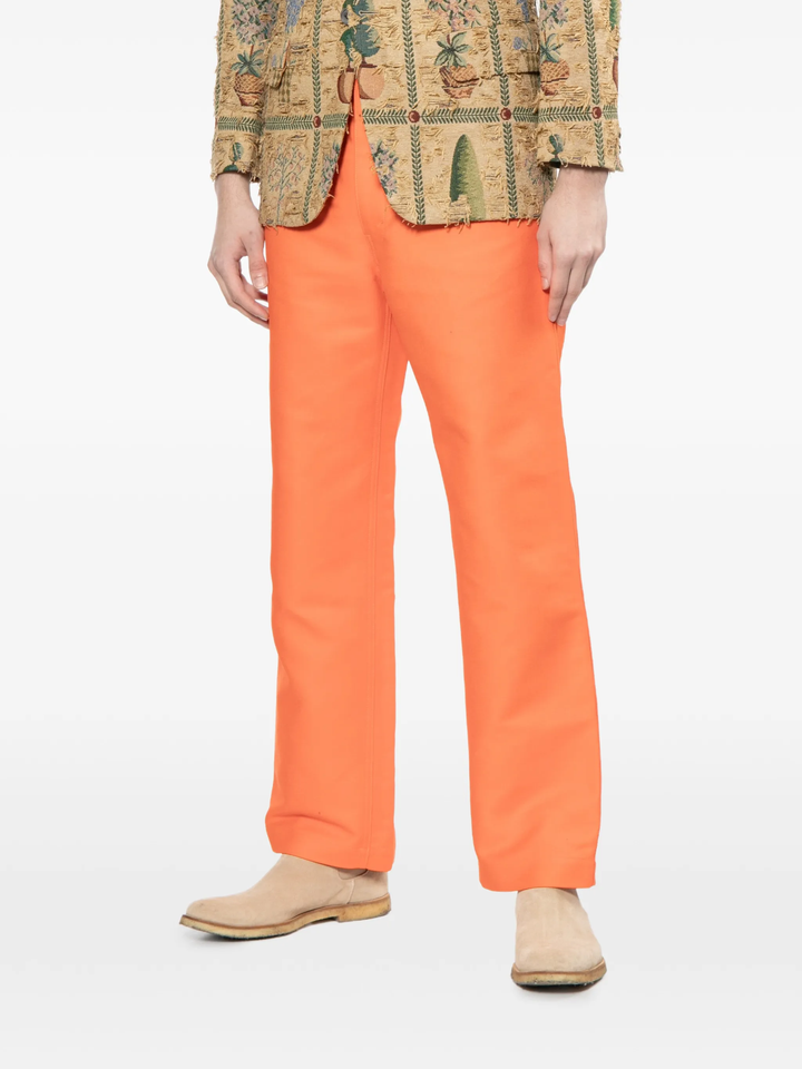 Orange Straight Cut Cotton Pants
