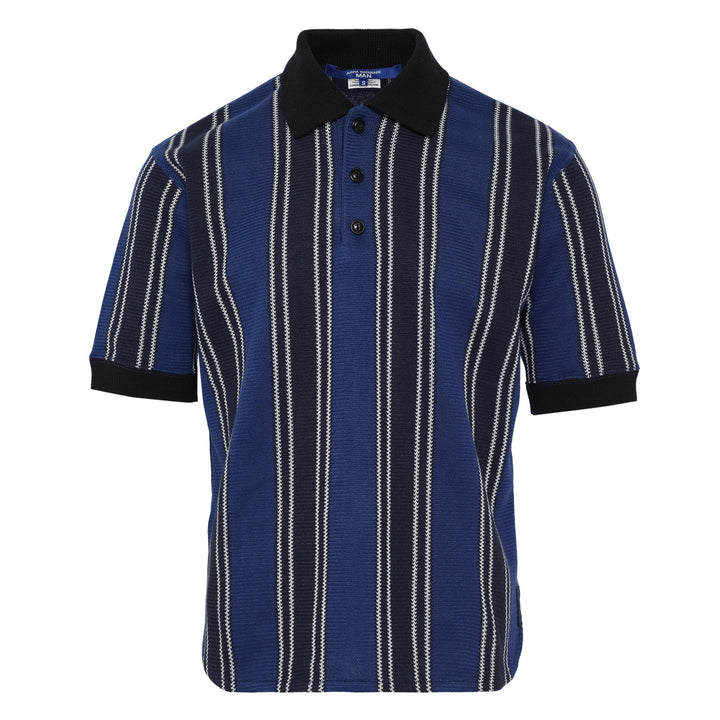 Raschel Short Sleeve Polo Vertical Stripe