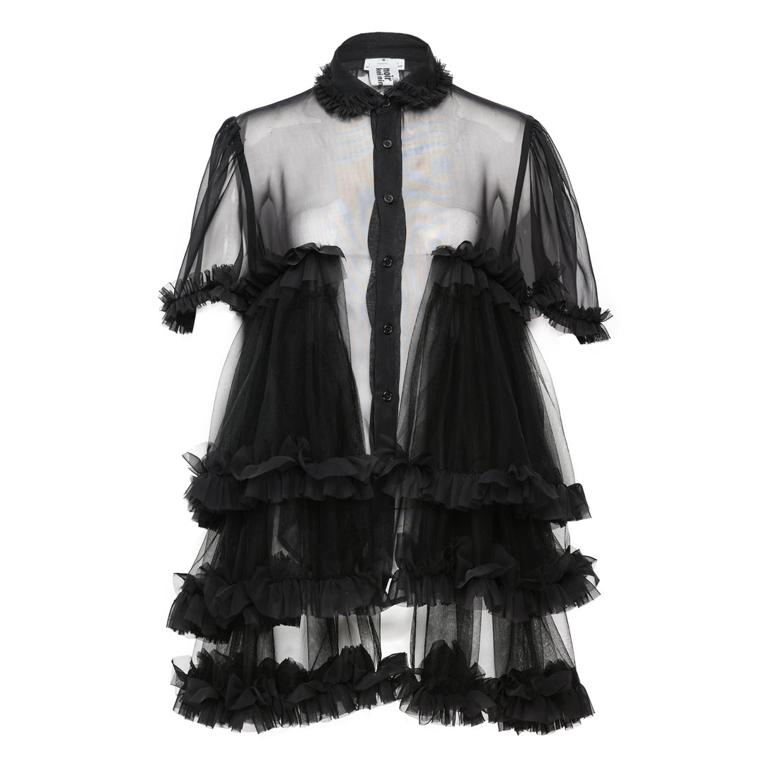 Polyester Georgette x Nylon Tulle Blouse