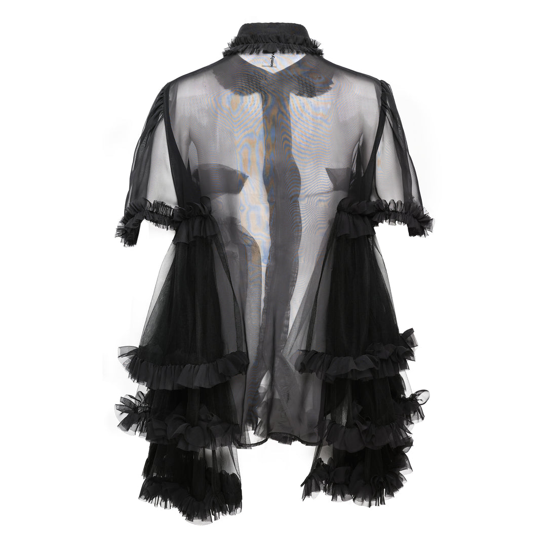 Polyester Georgette x Nylon Tulle Blouse