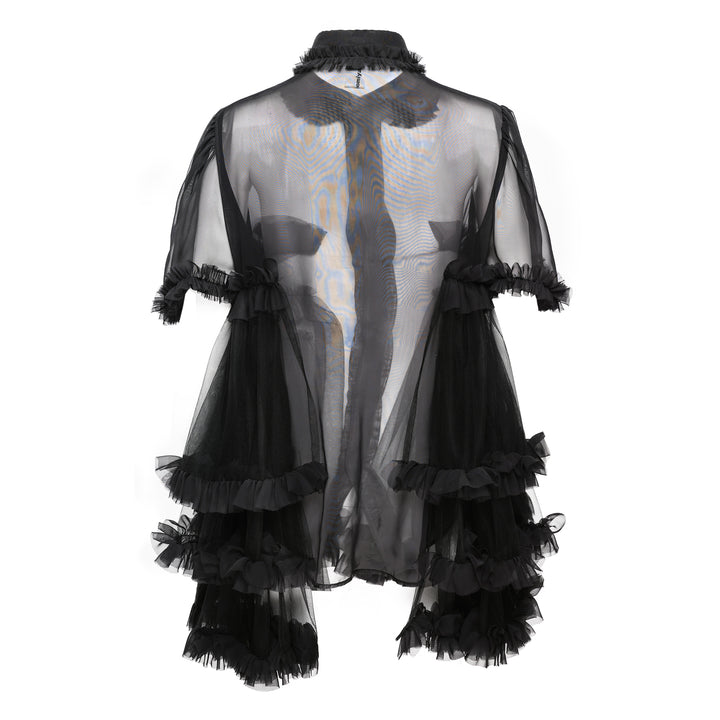 Polyester Georgette x Nylon Tulle Blouse