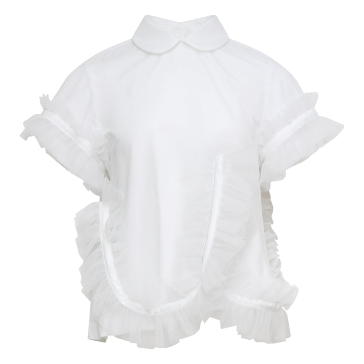 Noir Kei Ninomiya Cotton Typewriter x Nylon Tulle Blouse – Available at Club 21, Official Retailer in Singapore, Malaysia & Thailand with Global Shipping Online