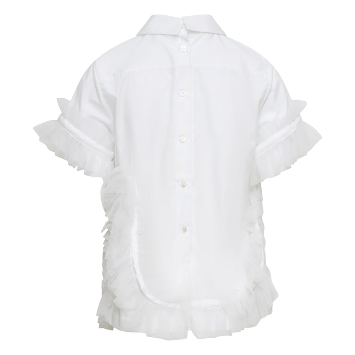 Noir Kei Ninomiya Cotton Typewriter x Nylon Tulle Blouse – Available at Club 21, Official Retailer in Singapore, Malaysia & Thailand with Global Shipping Online