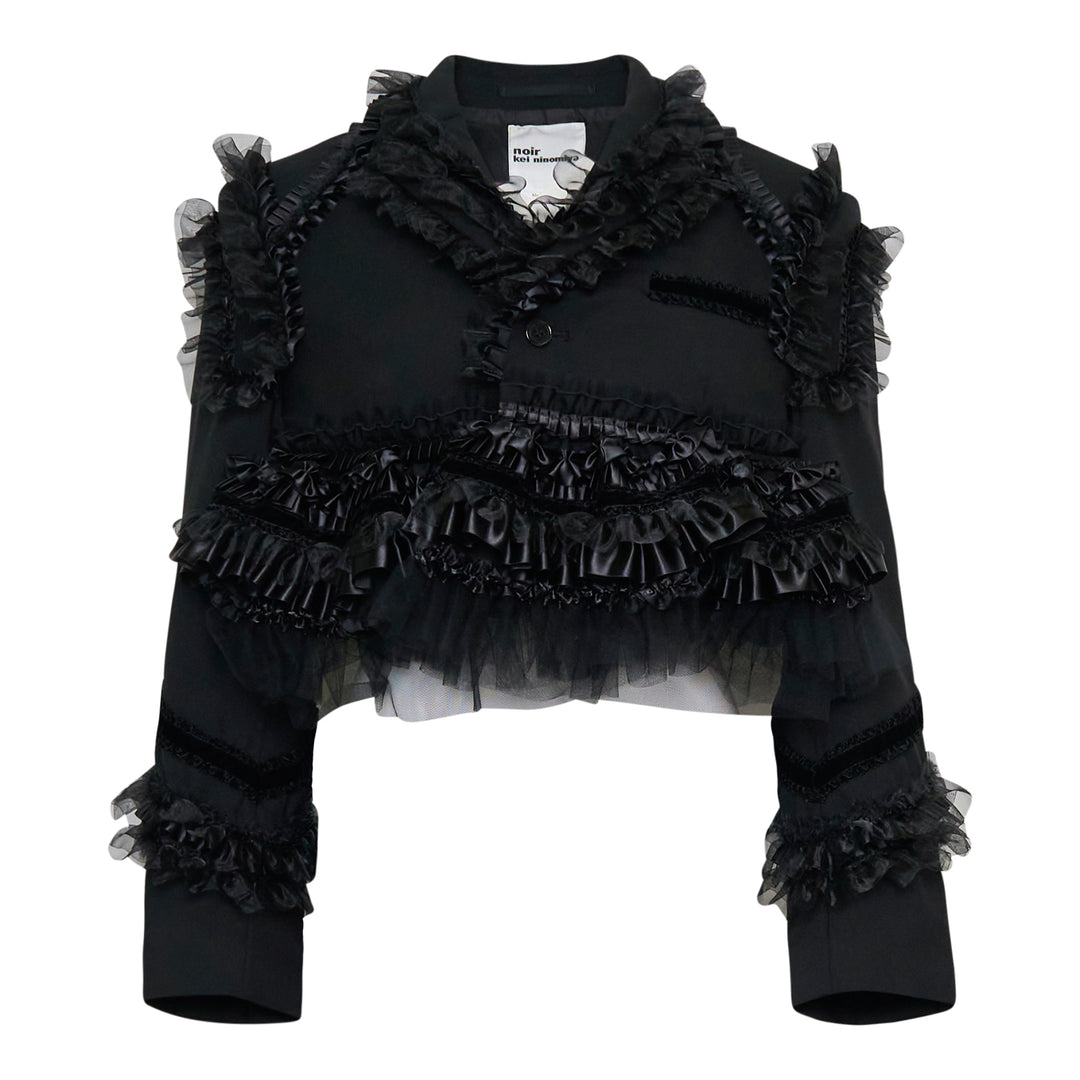 Noir Kei Ninomiya Wool Oxford x Nylon Tulle Jacket – Available at Club 21, Official Retailer in Singapore, Malaysia & Thailand with Global Shipping Online