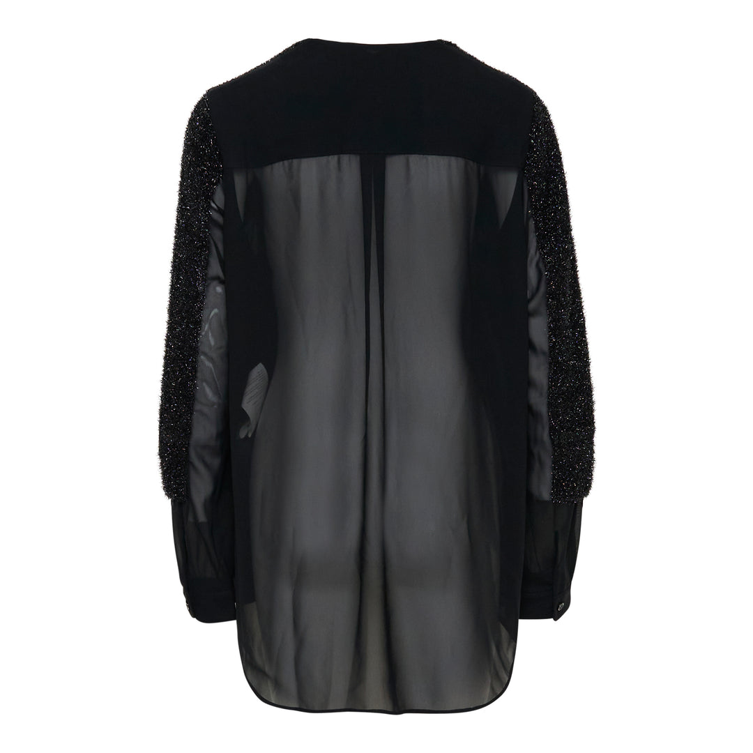 Noir Kei Ninomiya Lame Fur x Polyester Georgette Top – Available at Club 21, Official Retailer in Singapore, Malaysia & Thailand with Global Shipping Online
