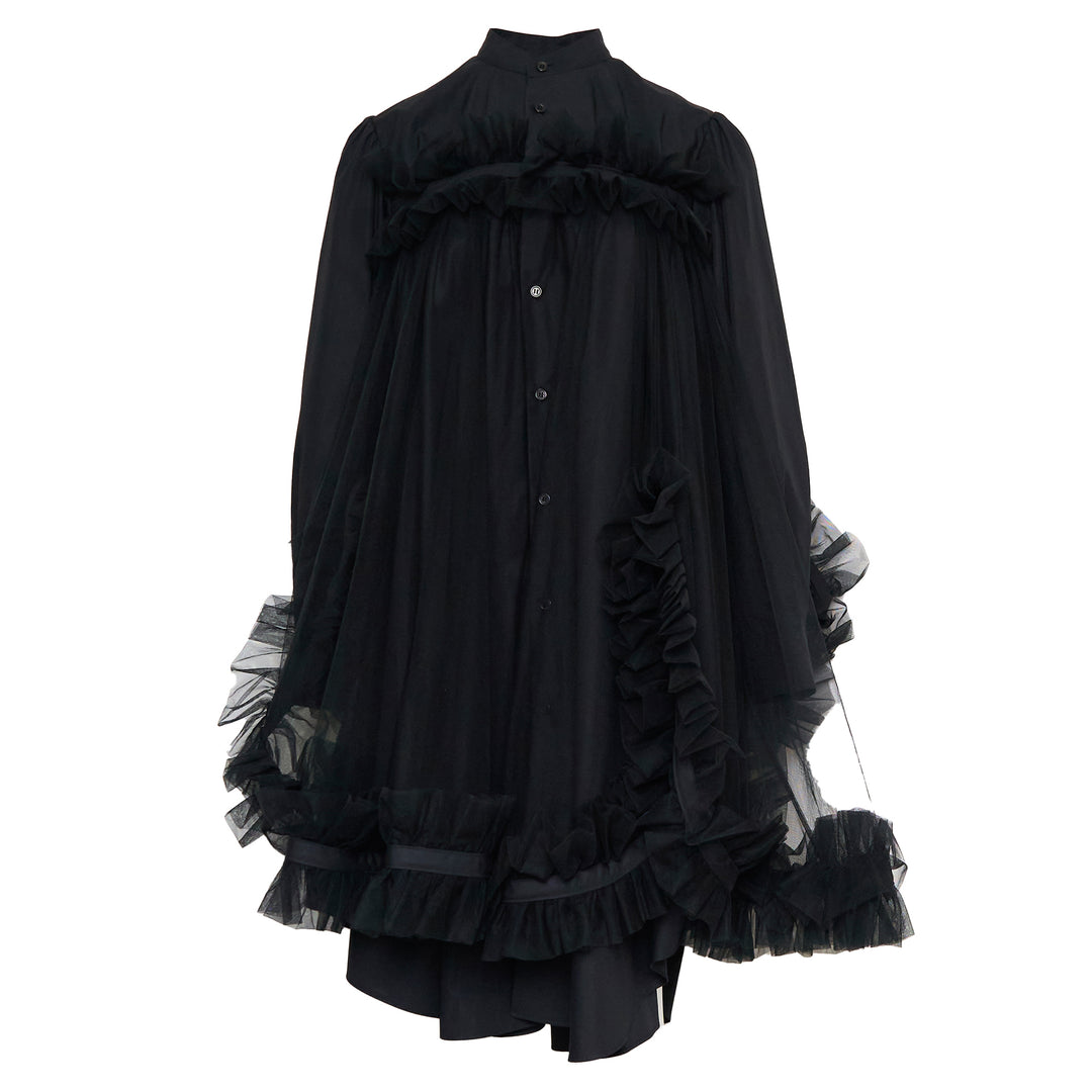 Noir Kei Ninomiya Cotton Typewriter x Nylon Tulle Blouse – Available at Club 21, Official Retailer in Singapore, Malaysia & Thailand with Global Shipping Online