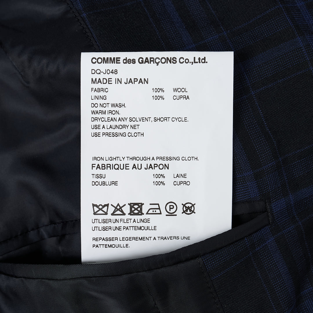 Wool Blue Check Striped Jacket