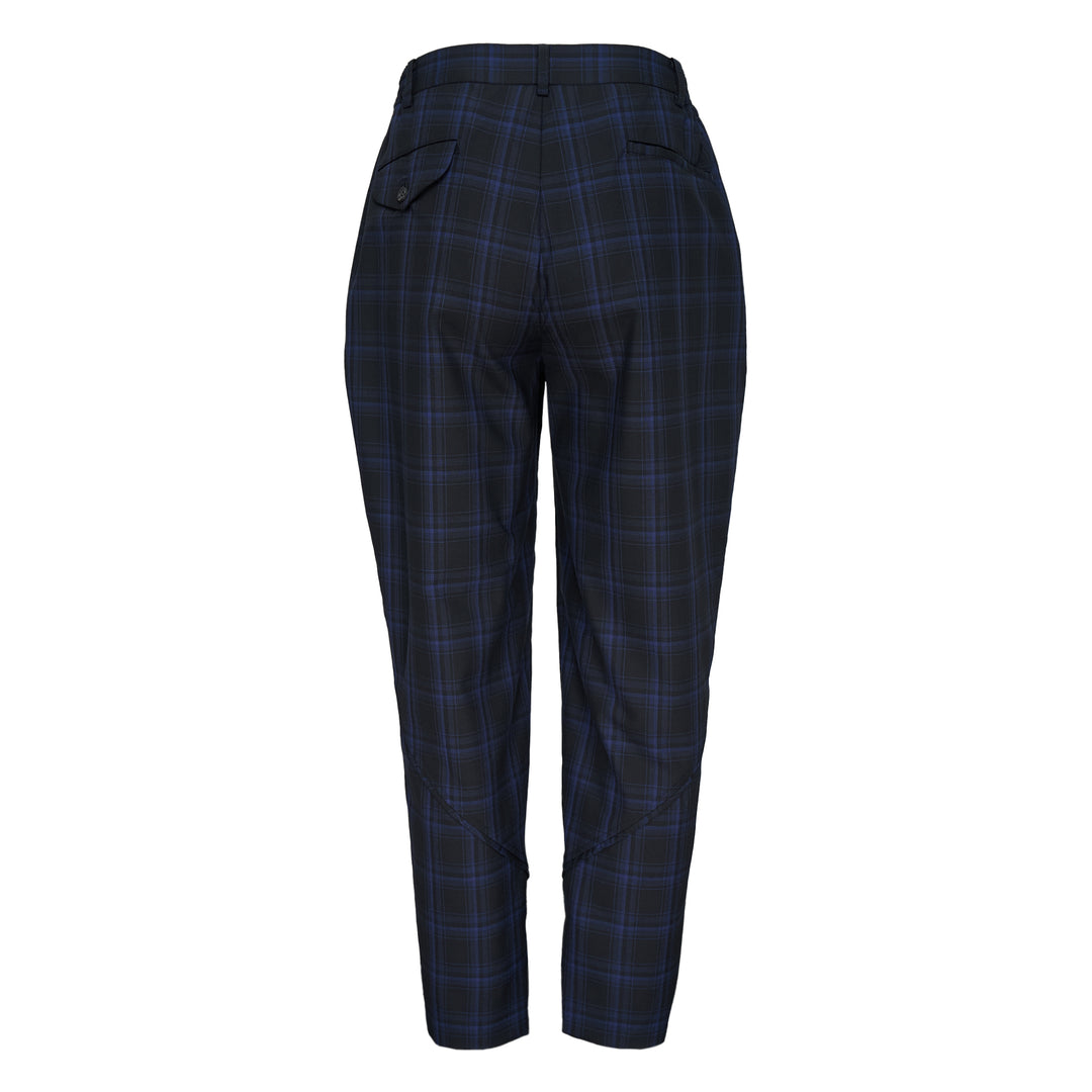 Wool Blue Check Striped Pants