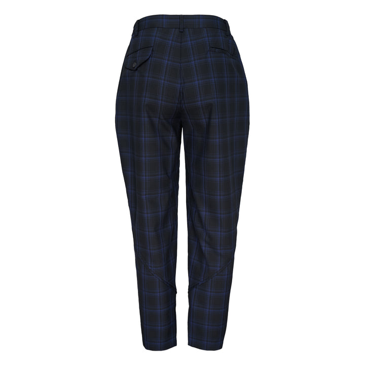Wool Blue Check Striped Pants