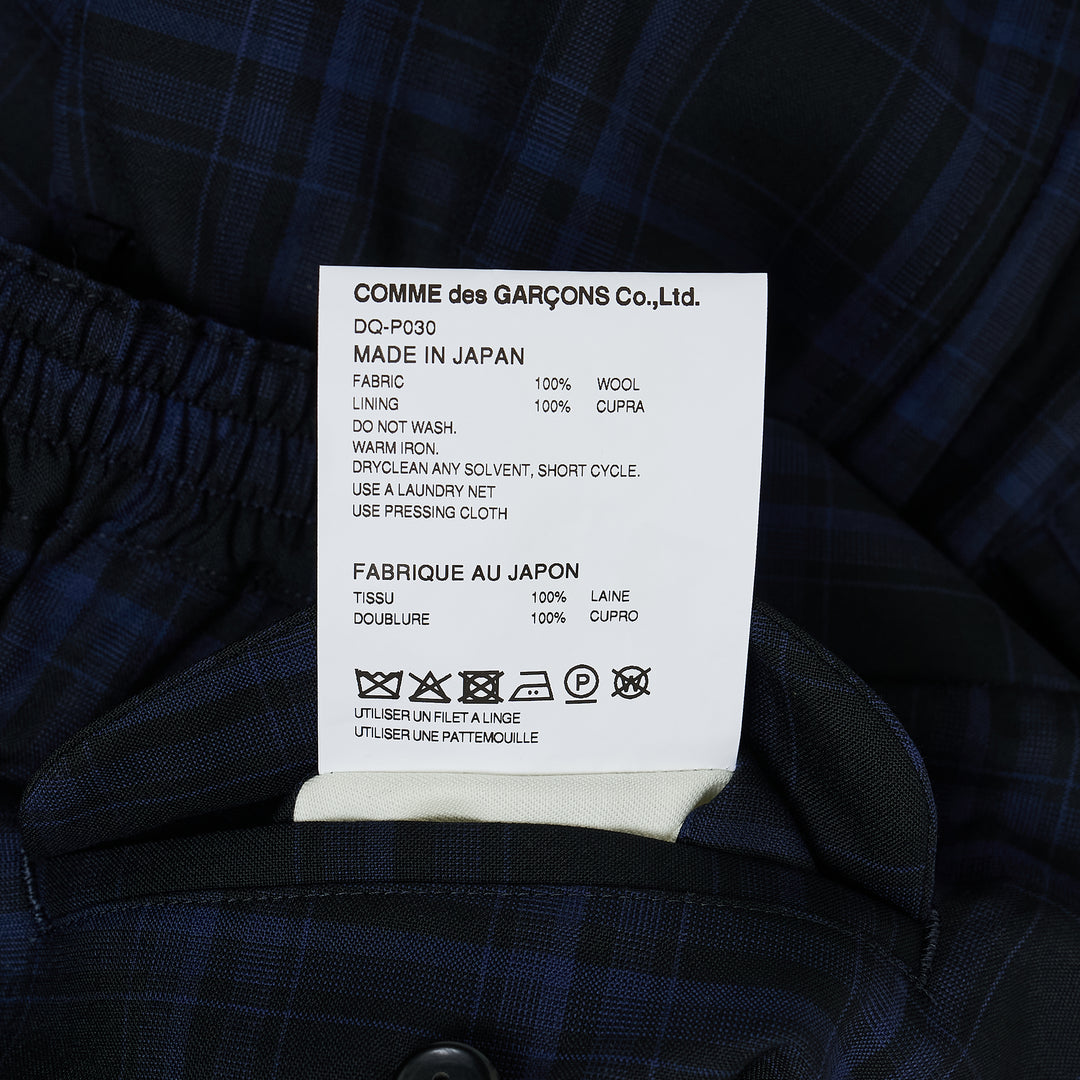 Wool Blue Check Striped Pants
