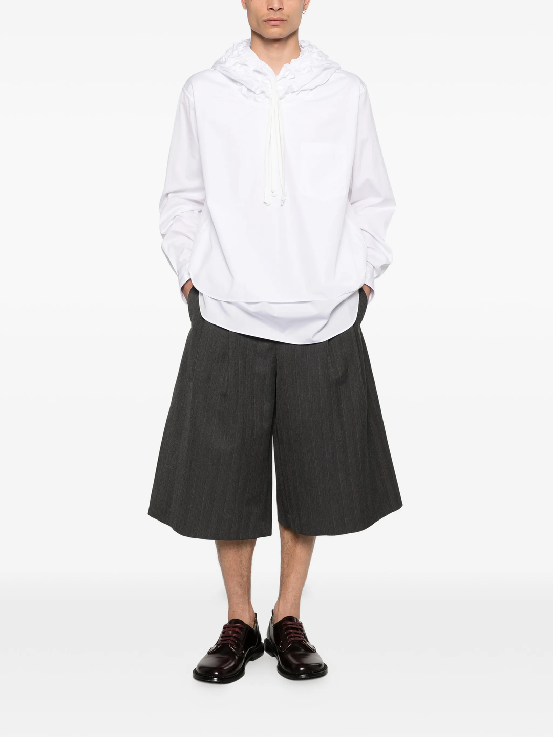 Drawstring Hood Long Sleeve Shirt