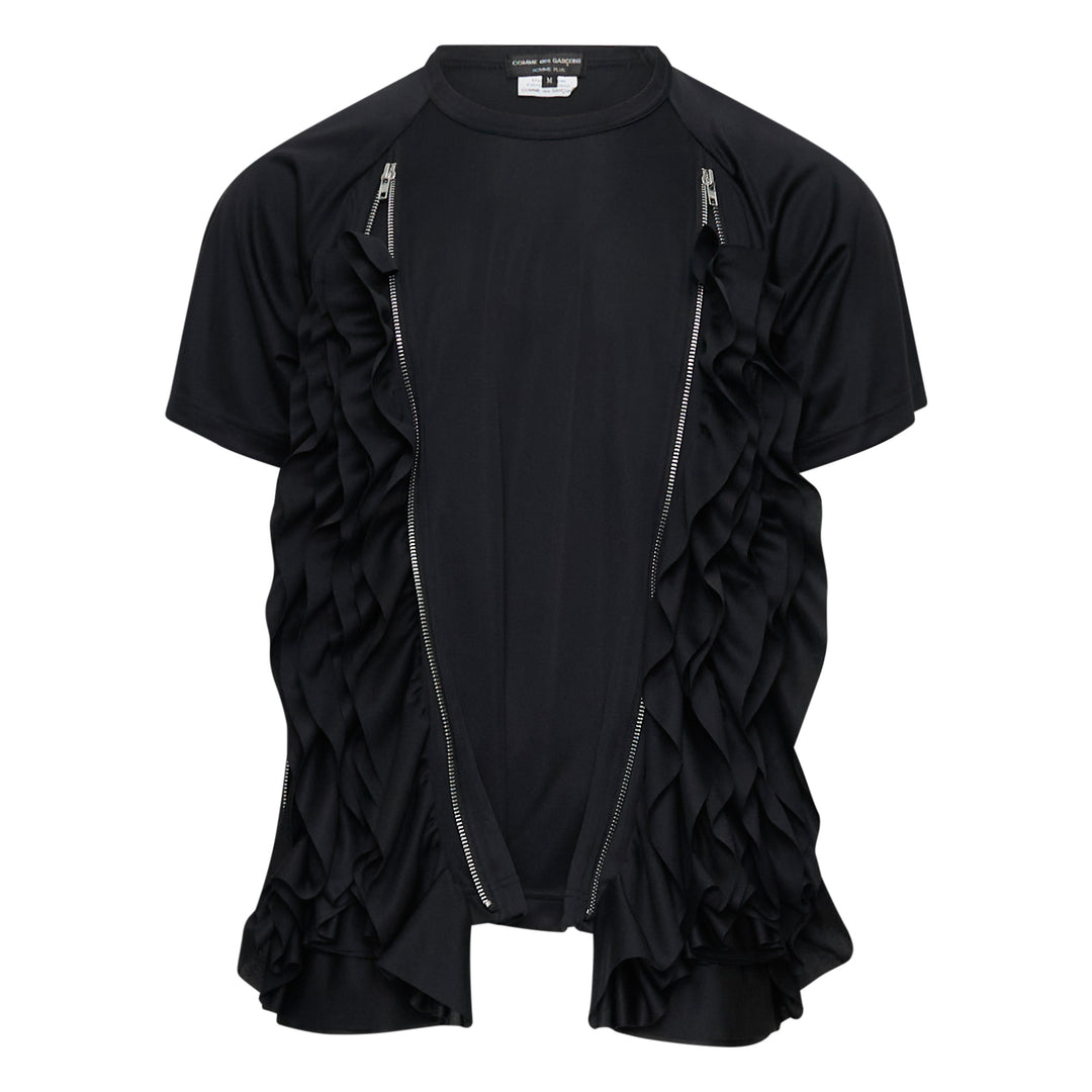 COMME des GARCONS HOMME PLUS Waterfall Ruffled Panel Zip Tee – Available at Club 21, Official Retailer in Singapore, Malaysia & Thailand with Global Shipping Online