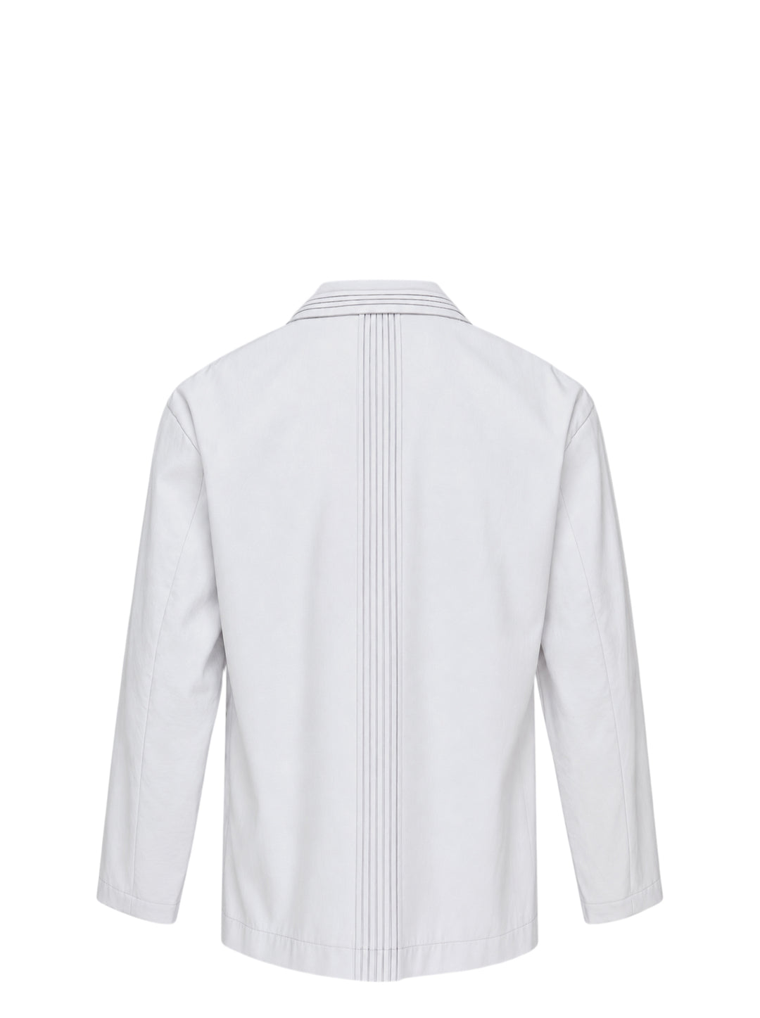 Pale grey IM Men Air Pleats jacket with notched lapels, vertical pleated panels and a two-button front, shown on a white background - view 2